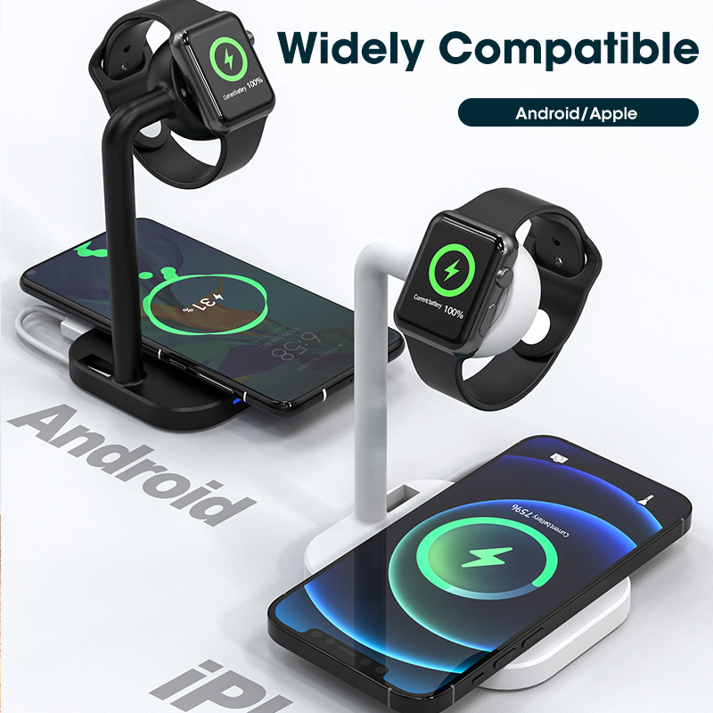 For Apple Watch SE 6 7 3 In 1 Qi Wireless Charger Stand Airpods Pro 15W Fast Charging Dock Station For iPhone 14 13 12 11 XS XR X 8 Fast Charging Adapter