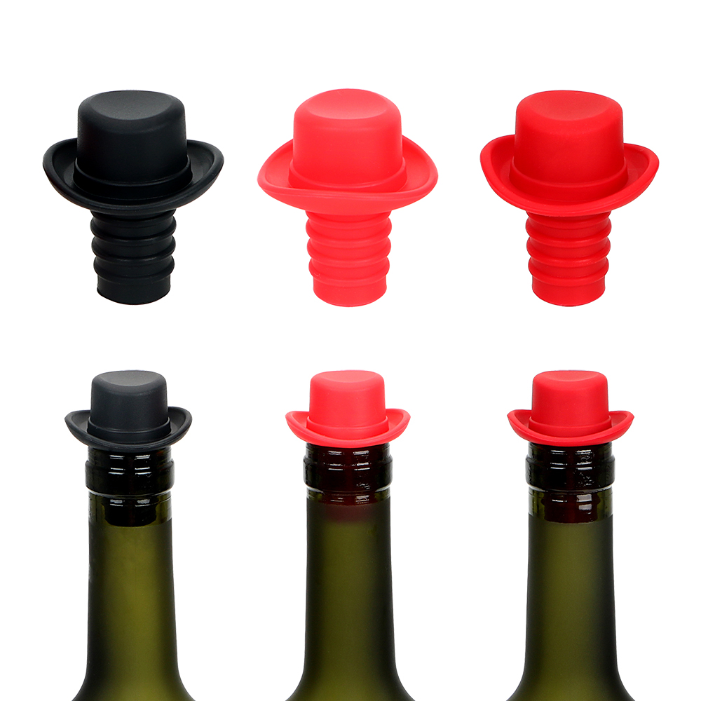 Funny Silicone Bottle Plug Beer Soda Cork Wine Stopper Bar Tools Kitchen Bar Supplies Formal Hat Bottle Cap Cover