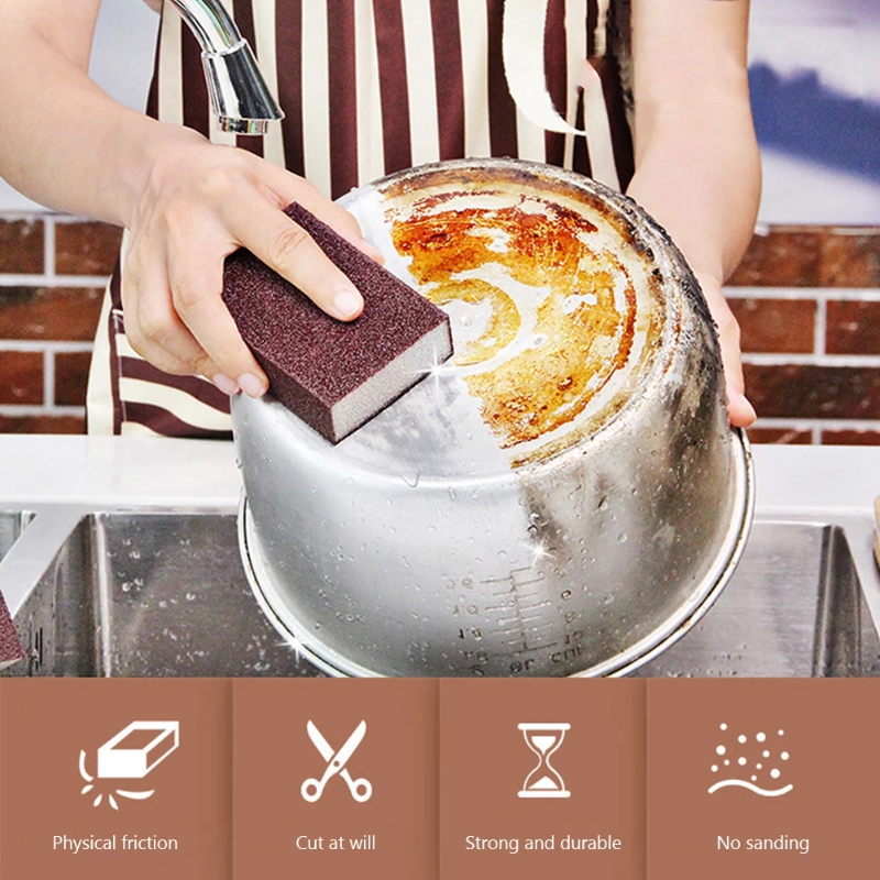 5pcs Magic Sponge Eraser Carborundum Removing Rust Cleaning Brush Descaling Clean Rub for Cooktop Pot Kitchen Sponge