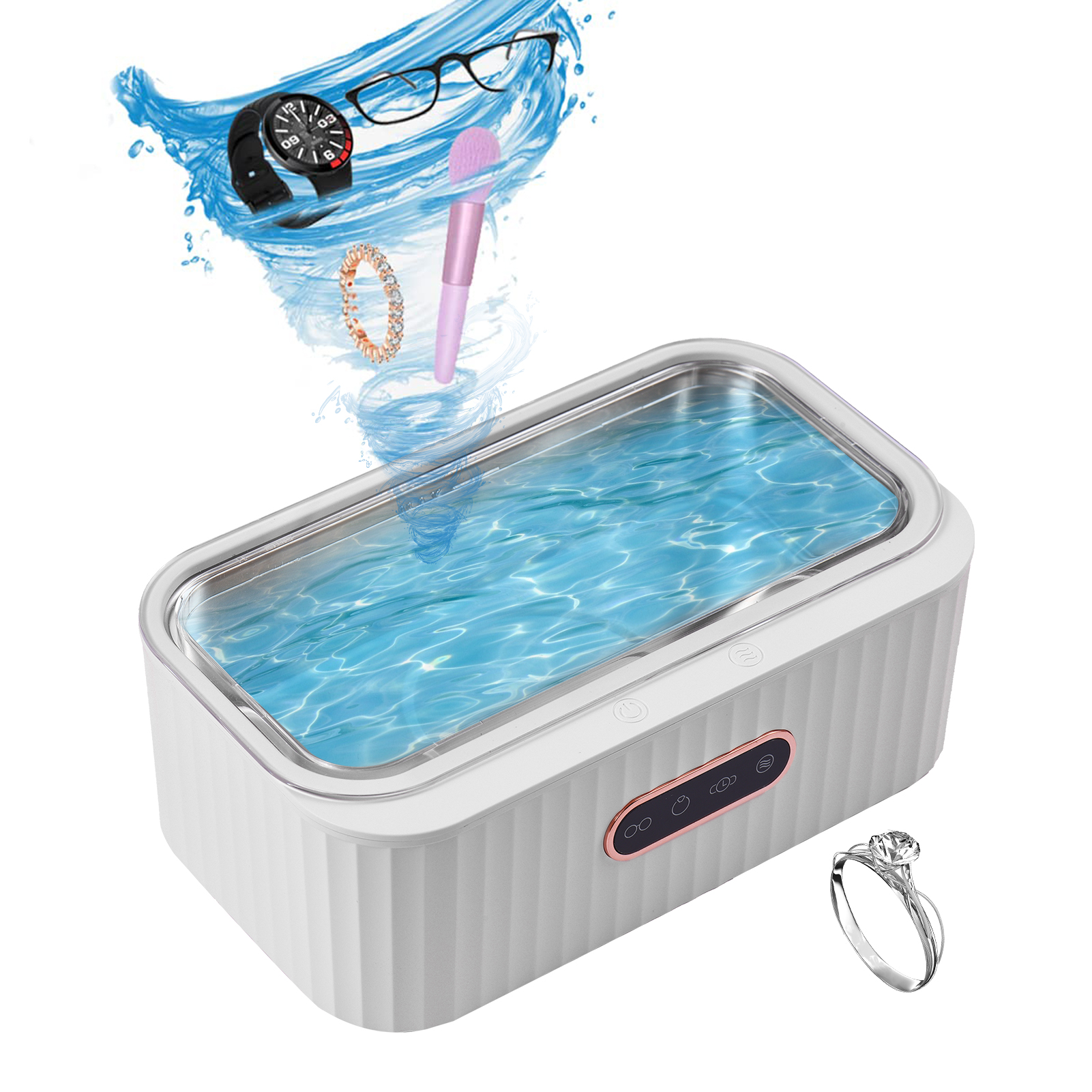 Ultrasonic Cleaning Machine 45000Hz High Frequency Vibration Ultrasonic Jewelry Cleanser Wash Cleaner for Eyeglasses Dentures