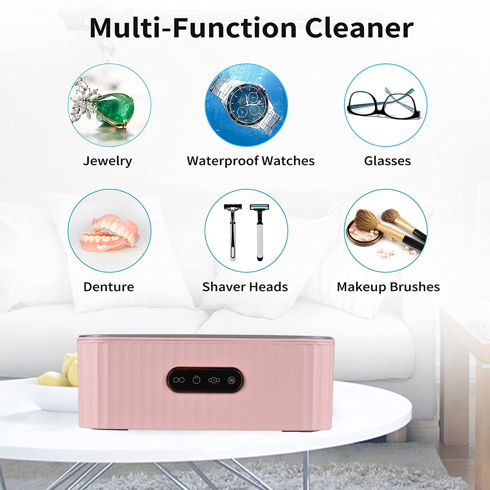 Ultrasonic Cleaning Machine 45000Hz High Frequency Vibration Ultrasonic Jewelry Cleanser Wash Cleaner for Eyeglasses Dentures