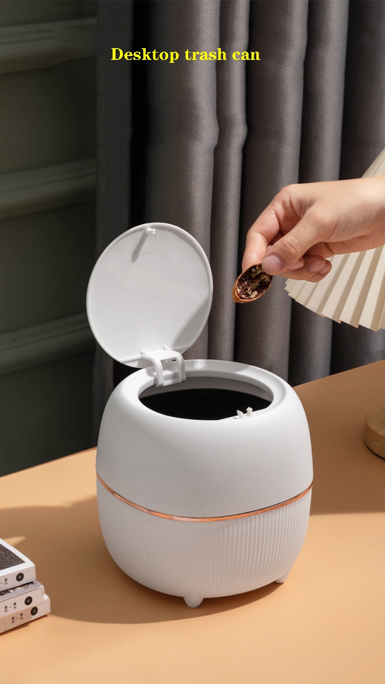 Fashion Desktop Trash Can Creative Luxury Dustbin Bin Household Mini Bedside Waste Bin Tea Table Small Garbage Bucket