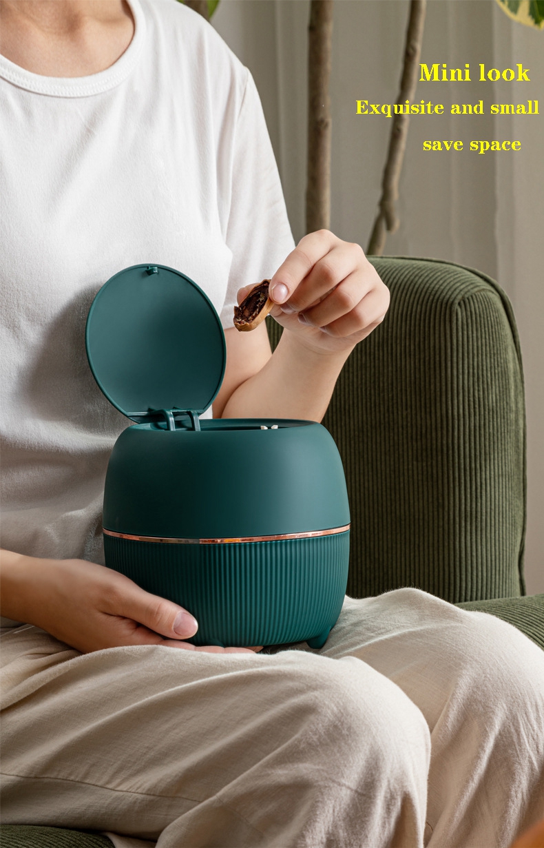 Fashion Desktop Trash Can Creative Luxury Dustbin Bin Household Mini Bedside Waste Bin Tea Table Small Garbage Bucket