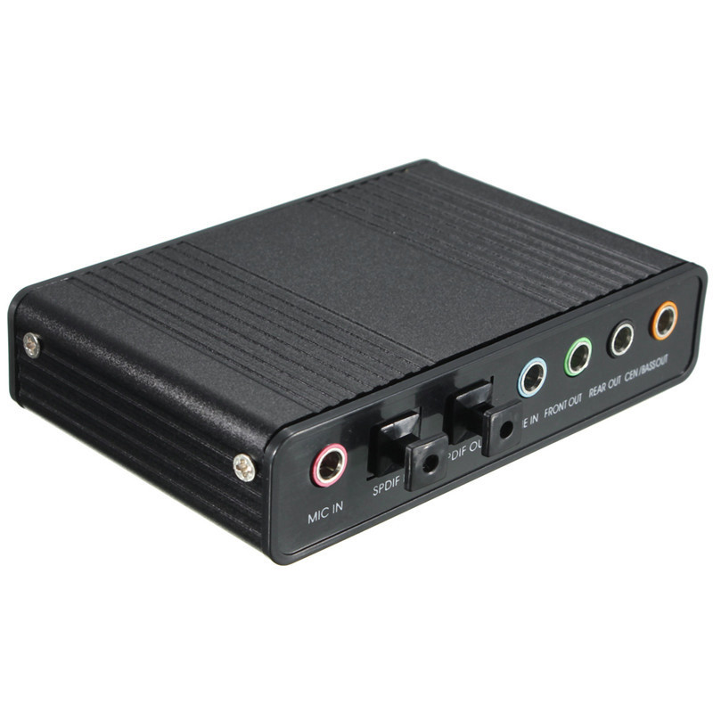 Professional USB Aluminum Alloy External Sound Card 6 Channel 5.1 Optical External Audio Card Converter CM6206 Chipset for Laptop Desktop