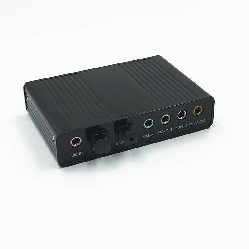 Professional USB Aluminum Alloy External Sound Card 6 Channel 5.1 Optical External Audio Card Converter CM6206 Chipset for Laptop Desktop