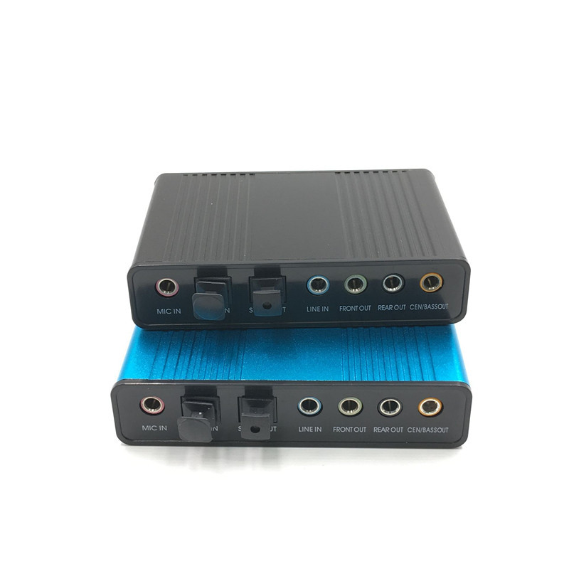 Professional USB Aluminum Alloy External Sound Card 6 Channel 5.1 Optical External Audio Card Converter CM6206 Chipset for Laptop Desktop