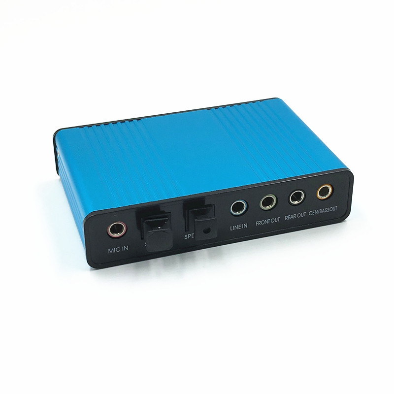 Professional USB Aluminum Alloy External Sound Card 6 Channel 5.1 Optical External Audio Card Converter CM6206 Chipset for Laptop Desktop