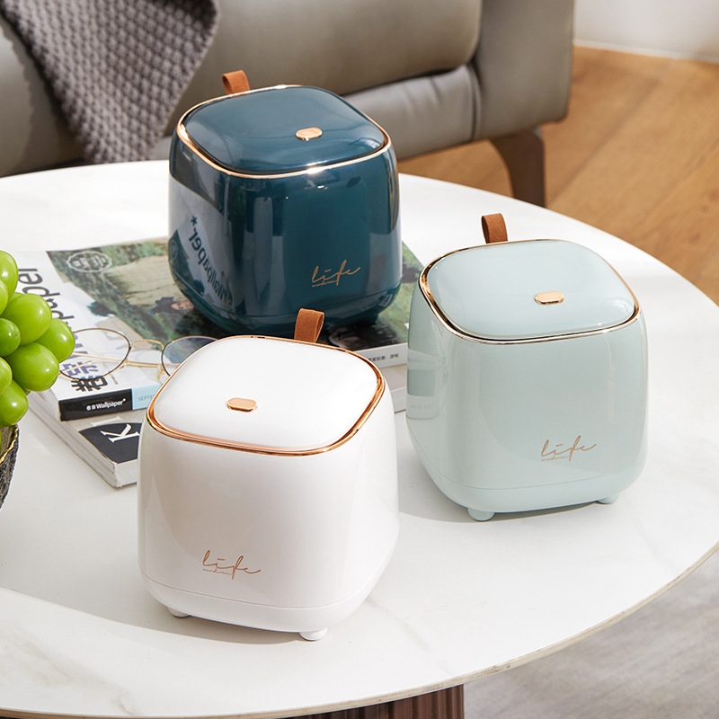 Mini Small Waste Bin Desktop Garbage Trash Can Plastic Home Office Table Trash Can Dustbin Basket Household Sundries Barrel Box