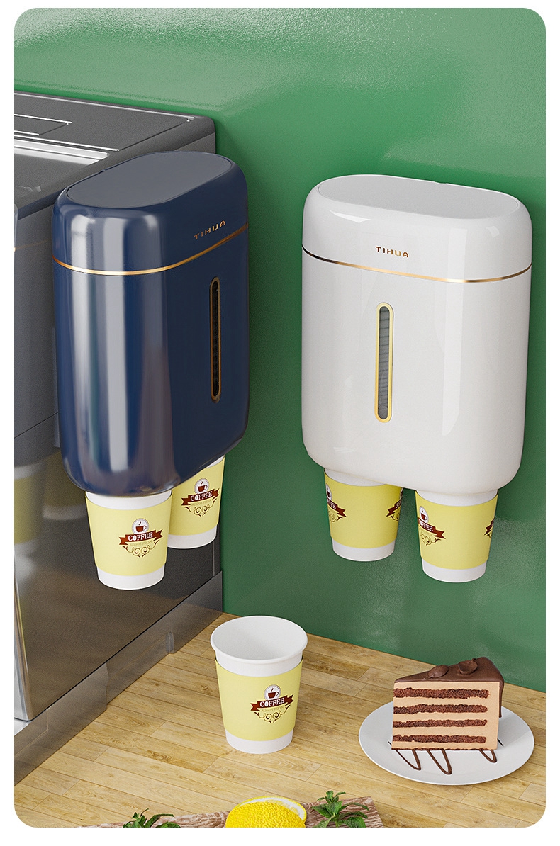 Disposable Paper Cups Dispenser Plastic Cup Holder for Water Dispenser Wall Mounted Automatic Cup Storage Rack Cups Container
