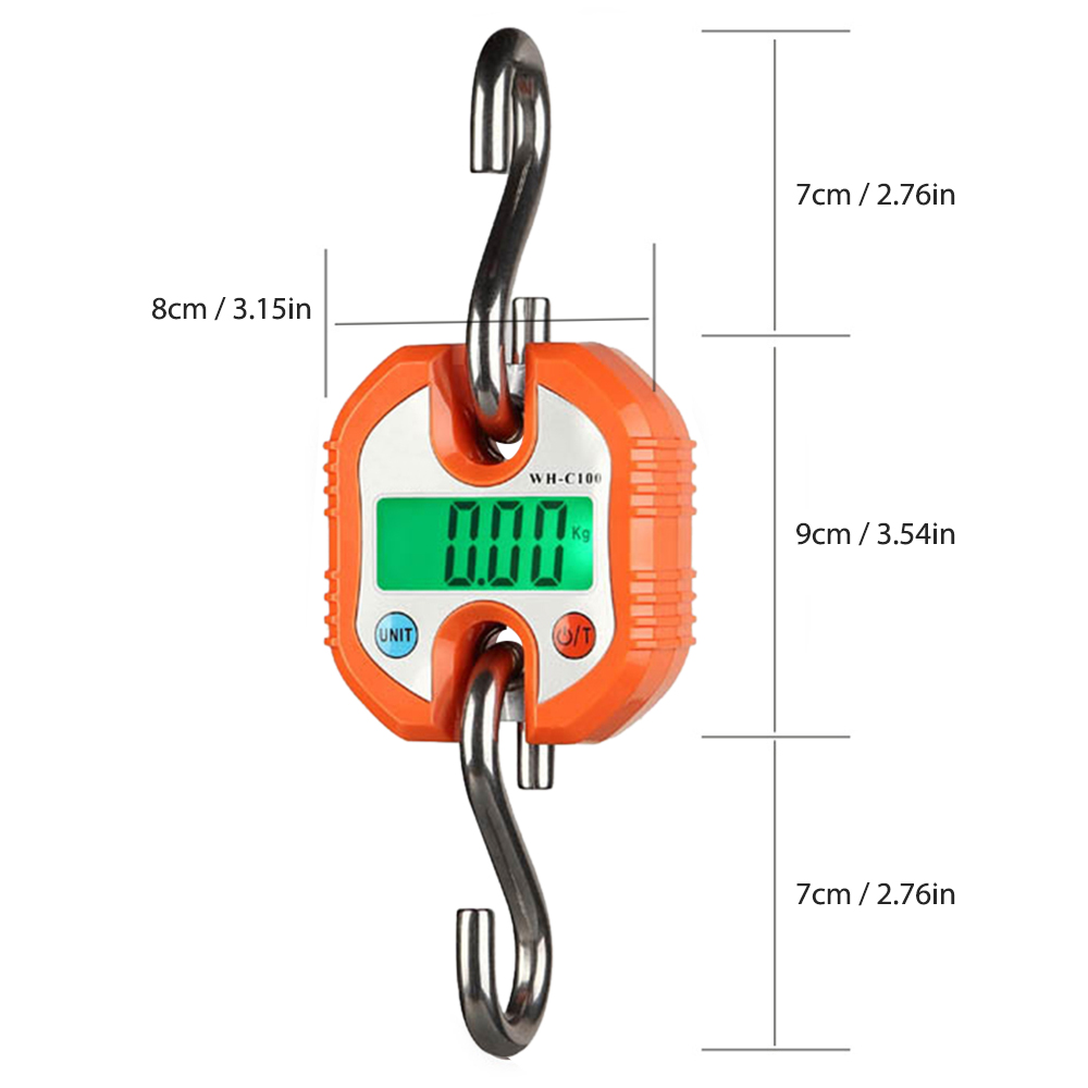 Digital Hanging Scale 150kg Crane Scale LCD Backlight Steel Hook Scales for Farm Fishing Hunting Food Market Outdoor Work