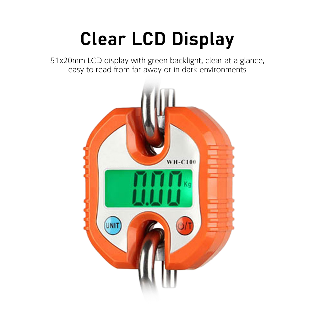 Digital Hanging Scale 150kg Crane Scale LCD Backlight Steel Hook Scales for Farm Fishing Hunting Food Market Outdoor Work