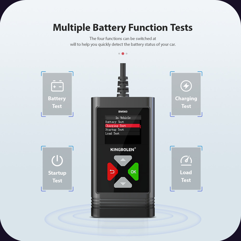 BM560 6V 12V 100-2000 CCA Car Battery Analyzer Motorcycle Battery Tester Battery Recharging Startup Load Test 1.8"
