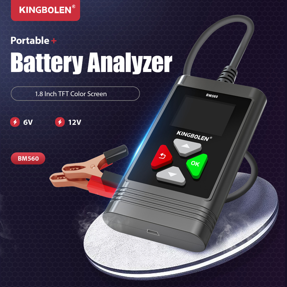 BM560 6V 12V 100-2000 CCA Car Battery Analyzer Motorcycle Battery Tester Battery Recharging Startup Load Test 1.8"