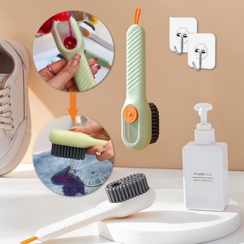 Soft-bristled Liquid Shoe Brush Multifunctional Automatic Liquid Discharge for Footwear and Clothes Wash Home Cleaning Appliance