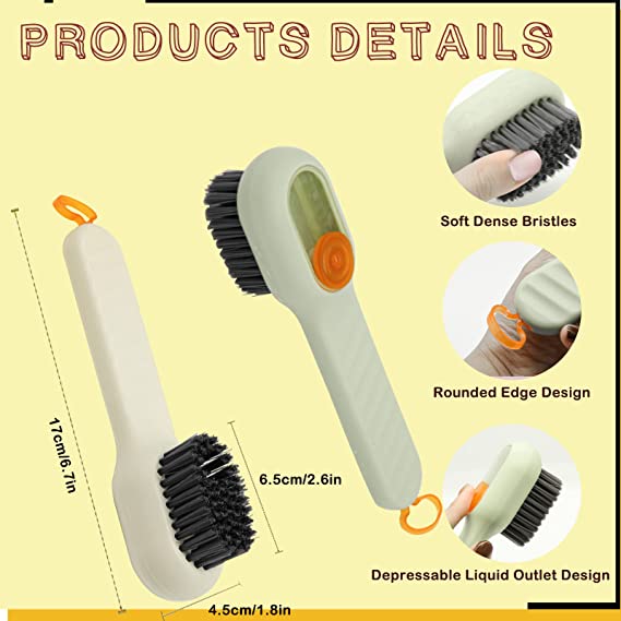 Soft-bristled Liquid Shoe Brush Multifunctional Automatic Liquid Discharge for Footwear and Clothes Wash Home Cleaning Appliance