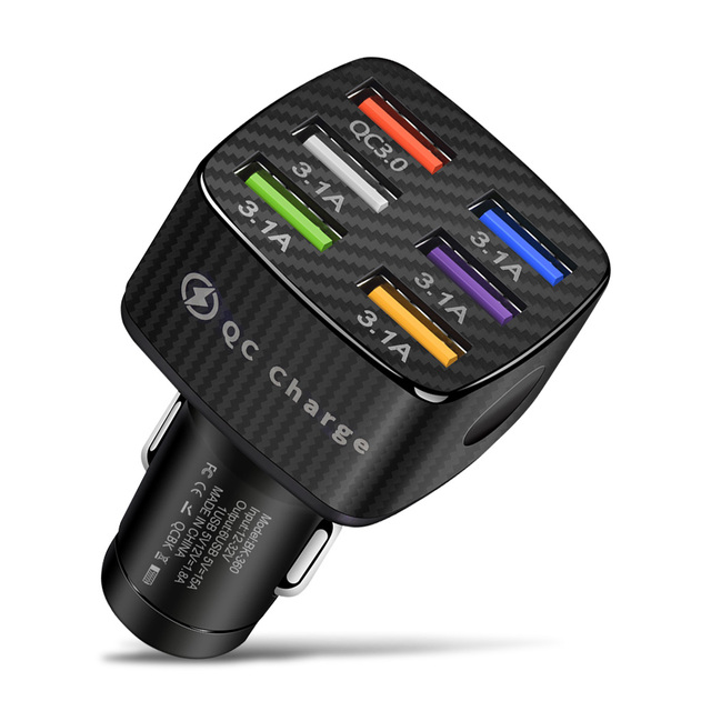 5 Ports USB Car Charge 48W Quick 15A  Fast Charging For iPhone 12 Xiaomi Huawei Mobile Phone Charger usb charger car charger
