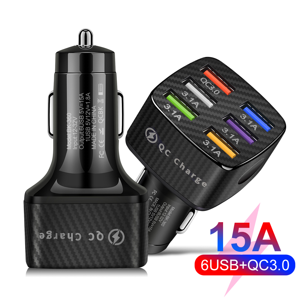 5 Ports USB Car Charge 48W Quick 15A  Fast Charging For iPhone 12 Xiaomi Huawei Mobile Phone Charger usb charger car charger