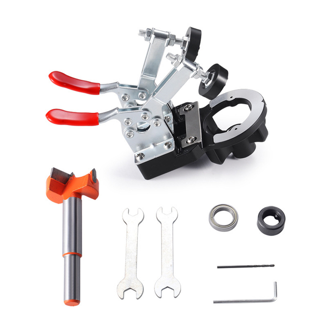 35mm Carpenter Woodworking Hole Opener Hinge Drilling Opener Alloy Hole Puncher Hinge Drilling Tool 15-25mm Clamping Thickness