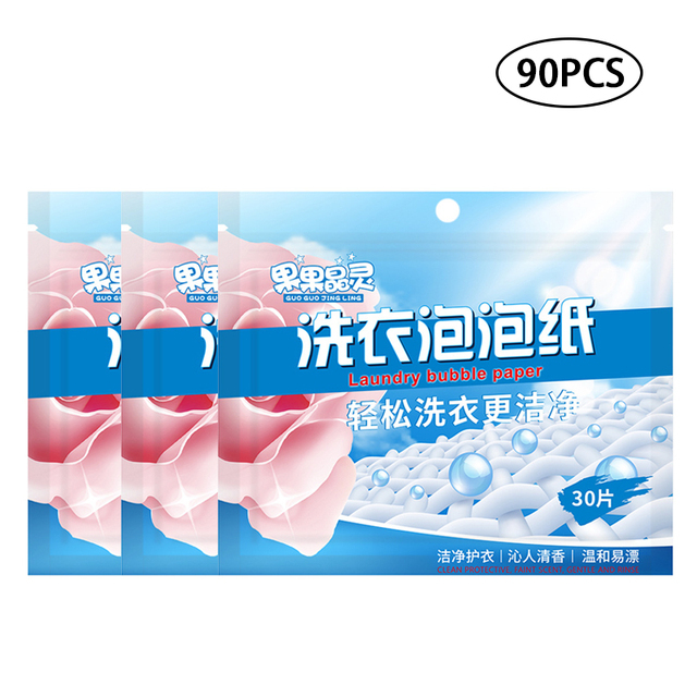 90pcs Laundry Tablets Concentrated Washing Powder Underwear Detergent Sheet Laundry Bubble Paper Clothing Cleaning Product