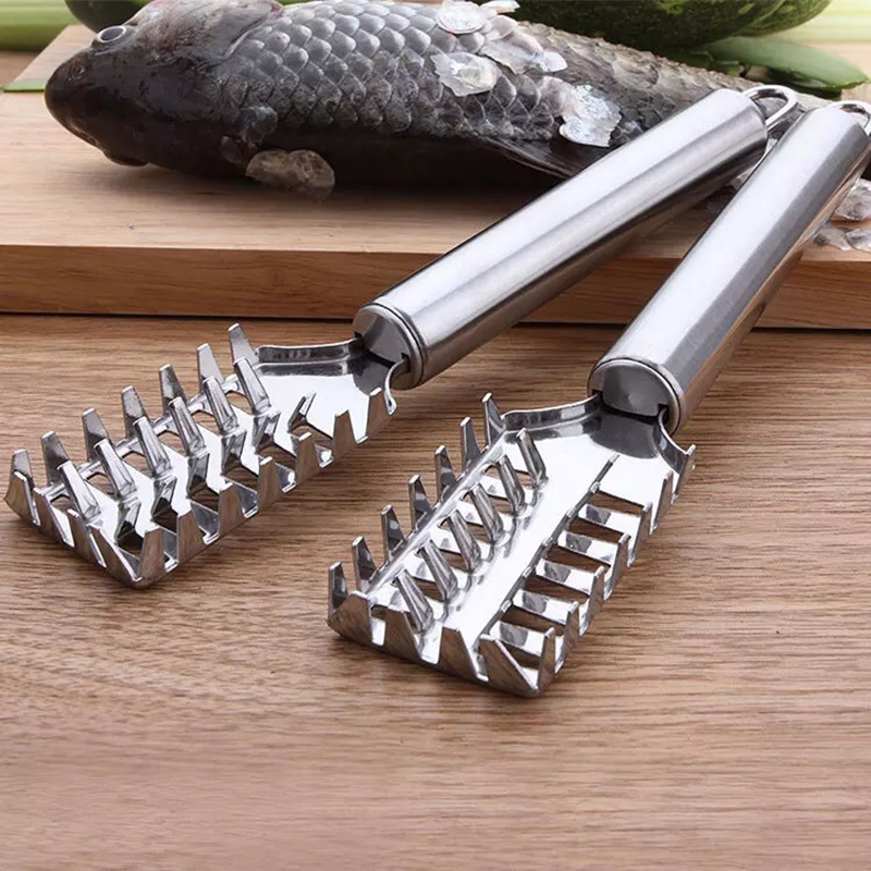 Stainless Steel Fish Skin Brush Fish Scale Remover Kitchen Gadgets Fast Remove Fish Knife Cleaning Peeler Seafood Tools