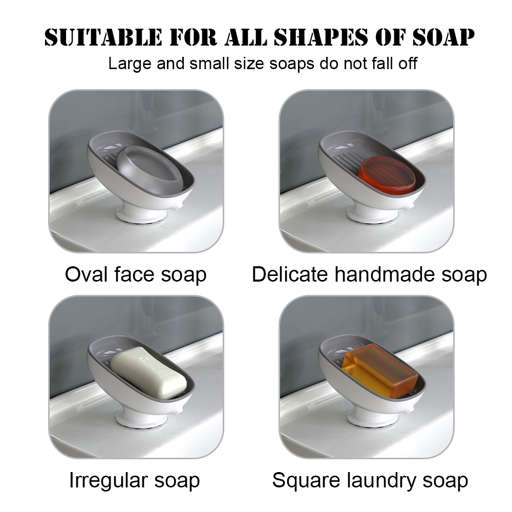 Super Suction Cup Soap Dish Self Draining Soap Holder Not Punched Sponge Container Suitable for Shower Kitchen Bathroom Supplies