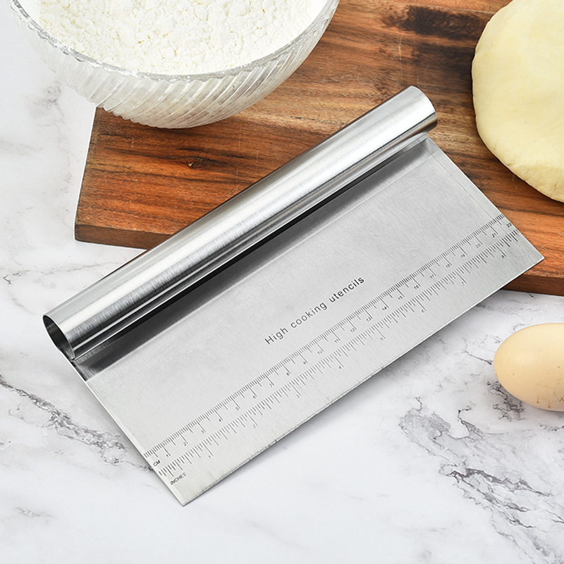 15cm Stainless Steel Cake Scraper Noodle Knife Pastry Spatula Cake Dough Scraper With Scale Fondant Spatulas DIY Cake Decorating Tool