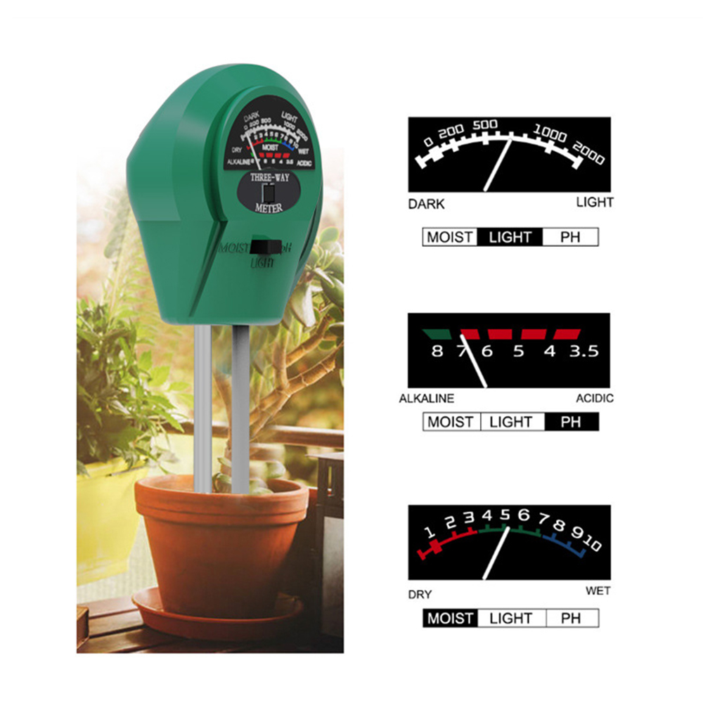 Pointer Soil Tester 3 in 1 Light/ PH/ Moisture Testing Multifunction Soil Test Probe Soil Illumination PH Humidity Meter