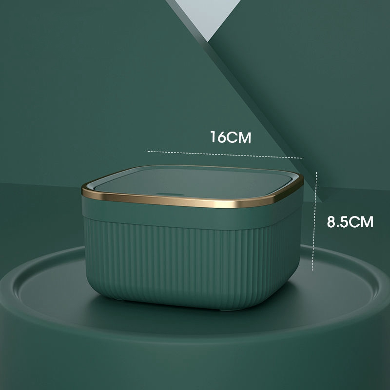 Luxury Desktop White Trash Cans Pressing Type Square Car Garbage Can with Lid Plastics Small Trash Bin Kitchen Storage Baskets