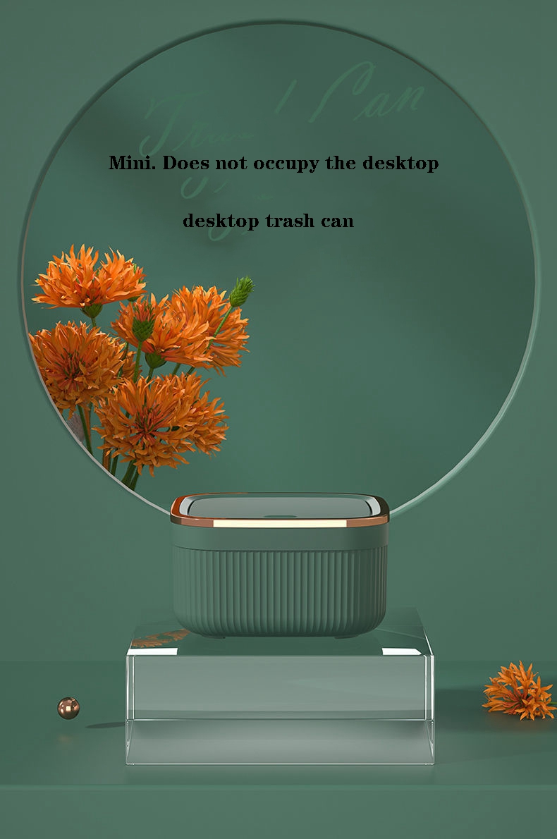 Luxury Desktop White Trash Cans Pressing Type Square Car Garbage Can with Lid Plastics Small Trash Bin Kitchen Storage Baskets
