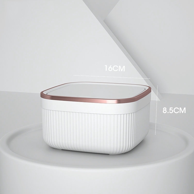 Luxury Desktop White Trash Cans Pressing Type Square Car Garbage Can with Lid Plastics Small Trash Bin Kitchen Storage Baskets