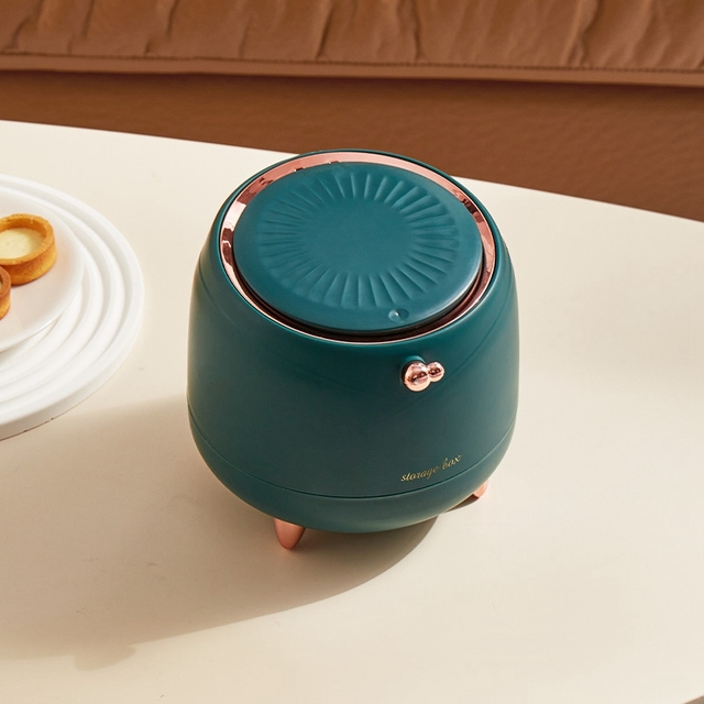 Desktop Trash Can mini Light Luxury Press Desktop Trash Can Double-layer Coffee Table Bomb Cover Desktop Small Storage Bucket