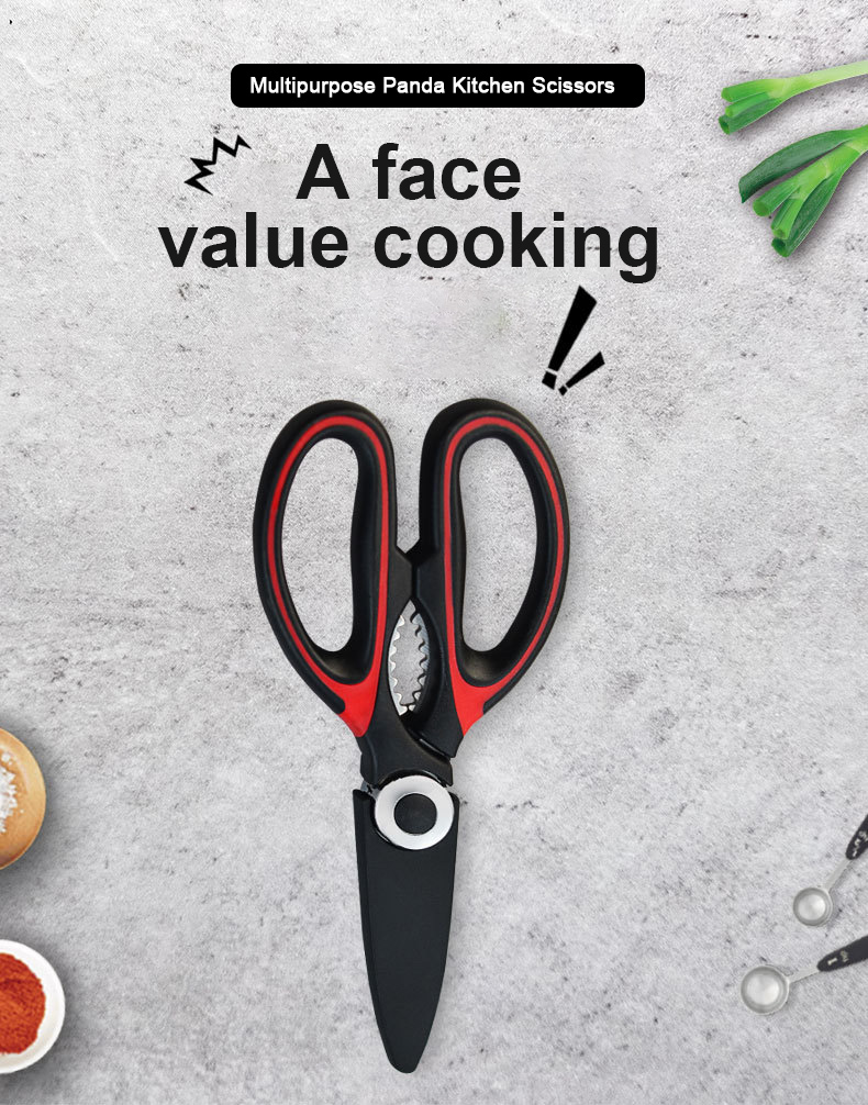 Multifunctional Stainless Steel Chicken Bone Meat Cutting Scissors Kitchen Scissors Plastic Handle Nutcracker Bottle Opener Tool