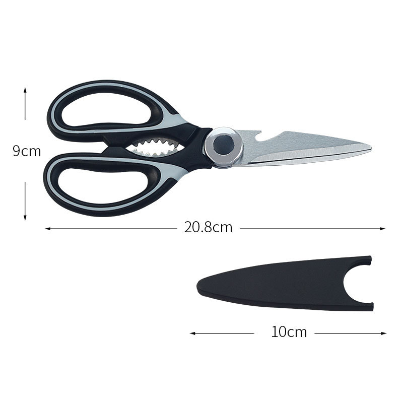 Multifunctional Stainless Steel Chicken Bone Meat Cutting Scissors Kitchen Scissors Plastic Handle Nutcracker Bottle Opener Tool