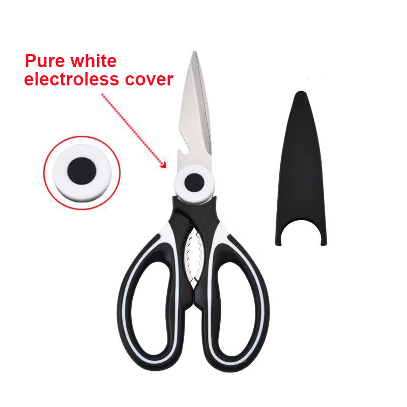Multifunctional Stainless Steel Chicken Bone Meat Cutting Scissors Kitchen Scissors Plastic Handle Nutcracker Bottle Opener Tool