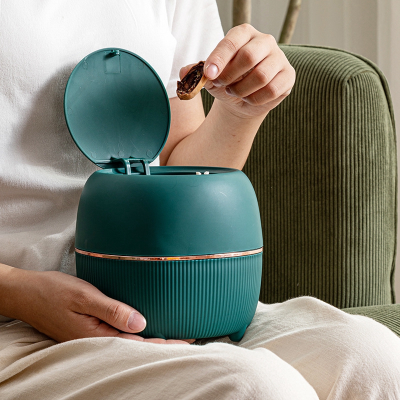 Desktop Trash Can Household Mini Bedside Coffee Table Small Trash Can Push-type Debris Bucket With Lid Mini Dressing Storage Bin