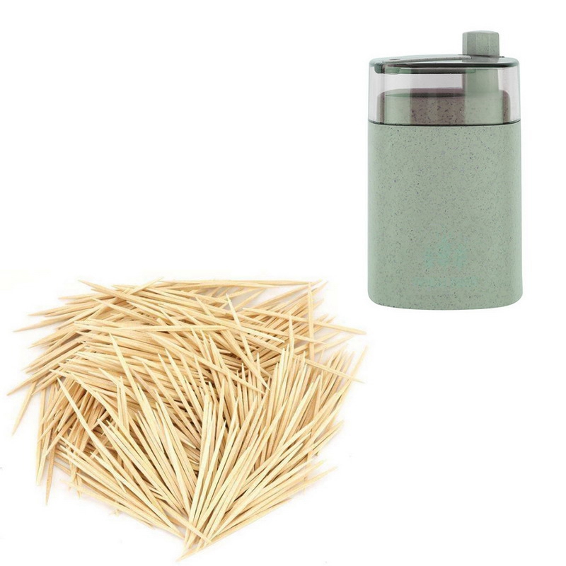 Automatic Toothpick Holder Container Wheat Straw Household Table Toothpick Storage Box Toothpick Dispenser