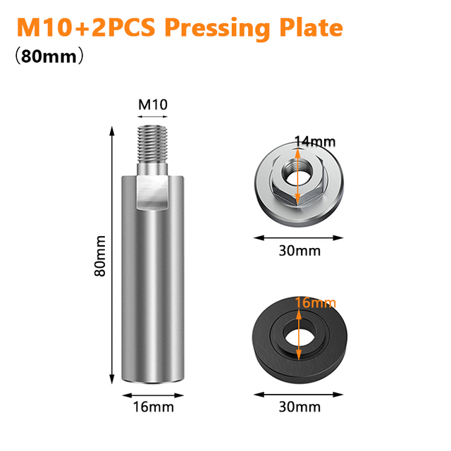 M10/M14 Angle Grinder Extension Connecting Rod with Nuts for Thread Rotary Extension Shaft Set Grinding Connection Accessories