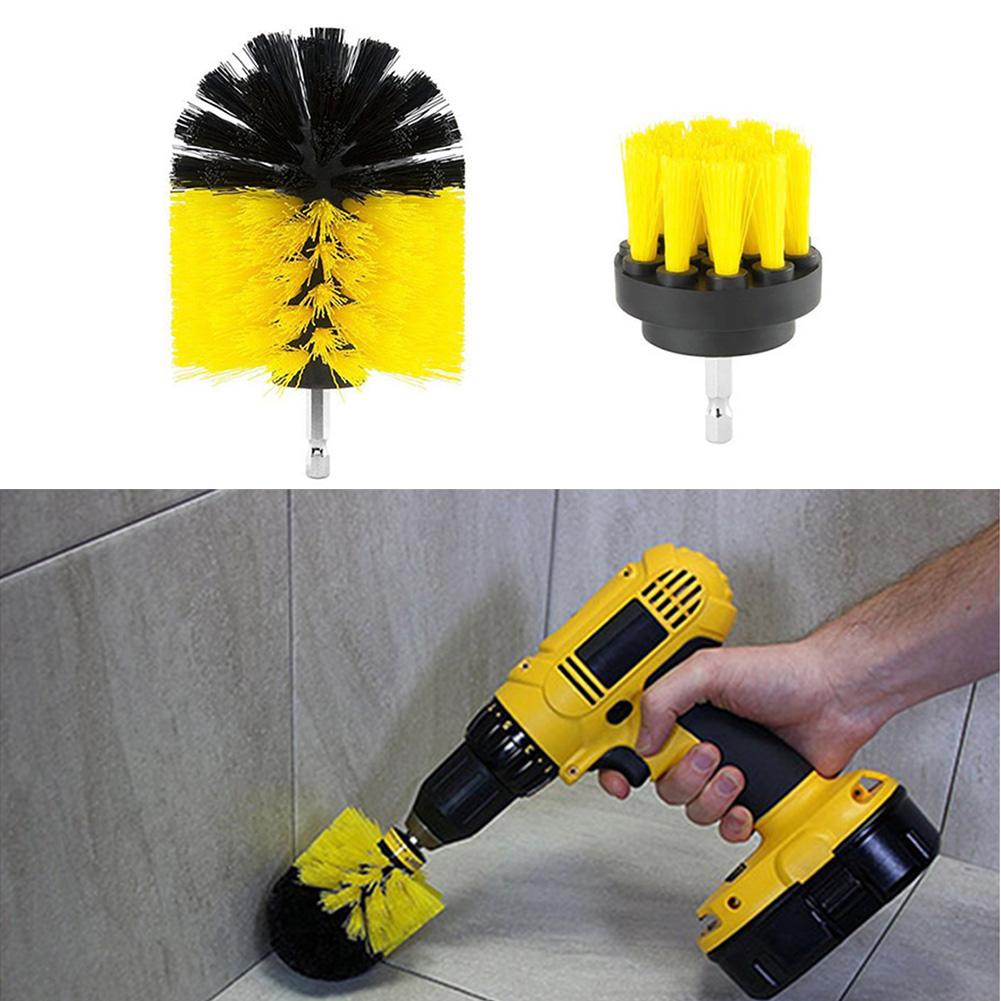 4pcs Electric Drill Brush Kit All Purpose Cleaner Auto Tires Cleaning Tools for Tile Bathroom Kitchen Round Scrubber Brushes