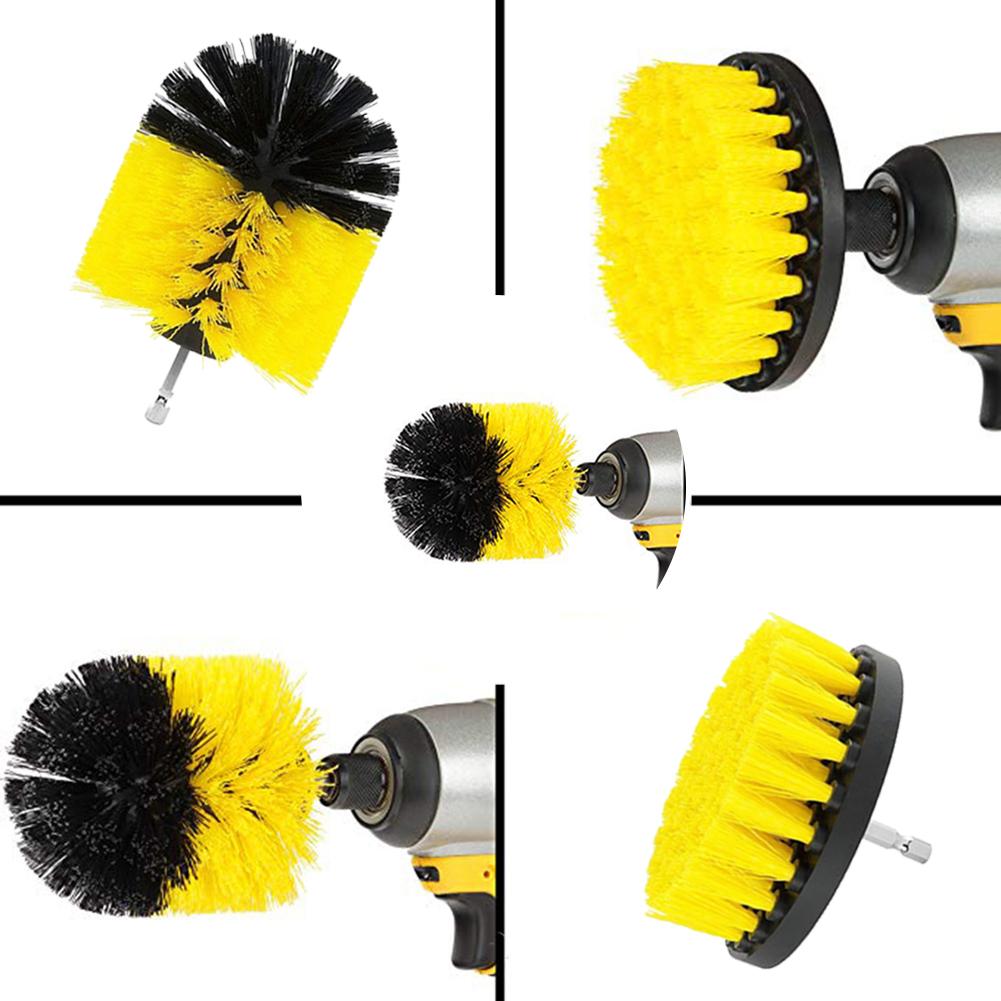 4pcs Electric Drill Brush Kit All Purpose Cleaner Auto Tires Cleaning Tools for Tile Bathroom Kitchen Round Scrubber Brushes