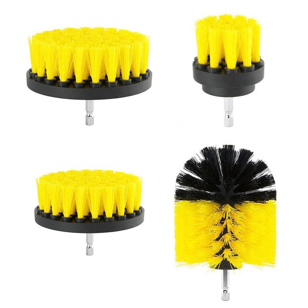 4pcs Electric Drill Brush Kit All Purpose Cleaner Auto Tires Cleaning Tools for Tile Bathroom Kitchen Round Scrubber Brushes