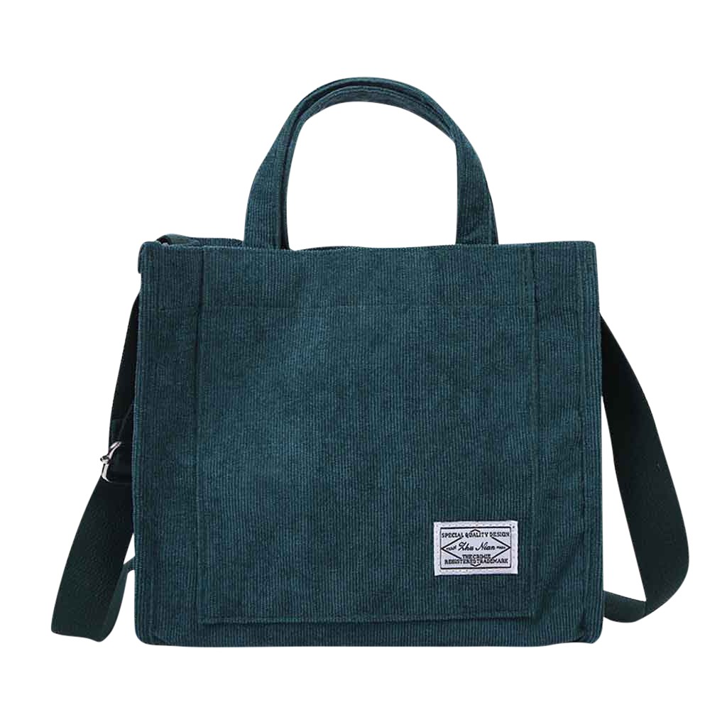 Corduroy Zipper Women Handbags Shoulder Bag Small Canvas Handbag Casual Tote Bag Female Eco Crossbody Bags Vintage Messenger Bag