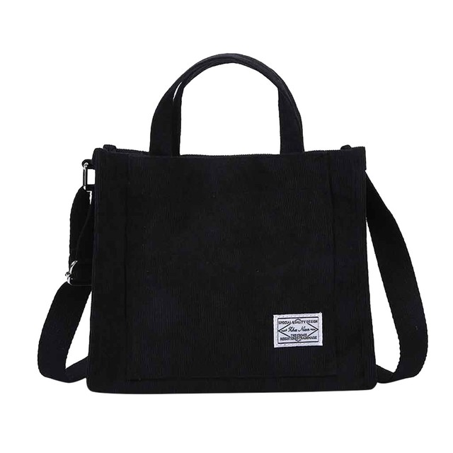 Corduroy Zipper Women Handbags Shoulder Bag Small Canvas Handbag Casual Tote Bag Female Eco Crossbody Bags Vintage Messenger Bag