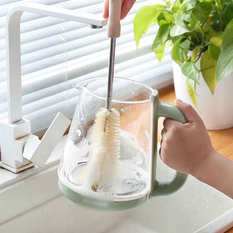 Wooden Handle Cup Brush Drink Mug Wineglass Bottle Glass Cup Brush Cup Scrubber Baby Bottle Brush Kitchen Cleaning Brush