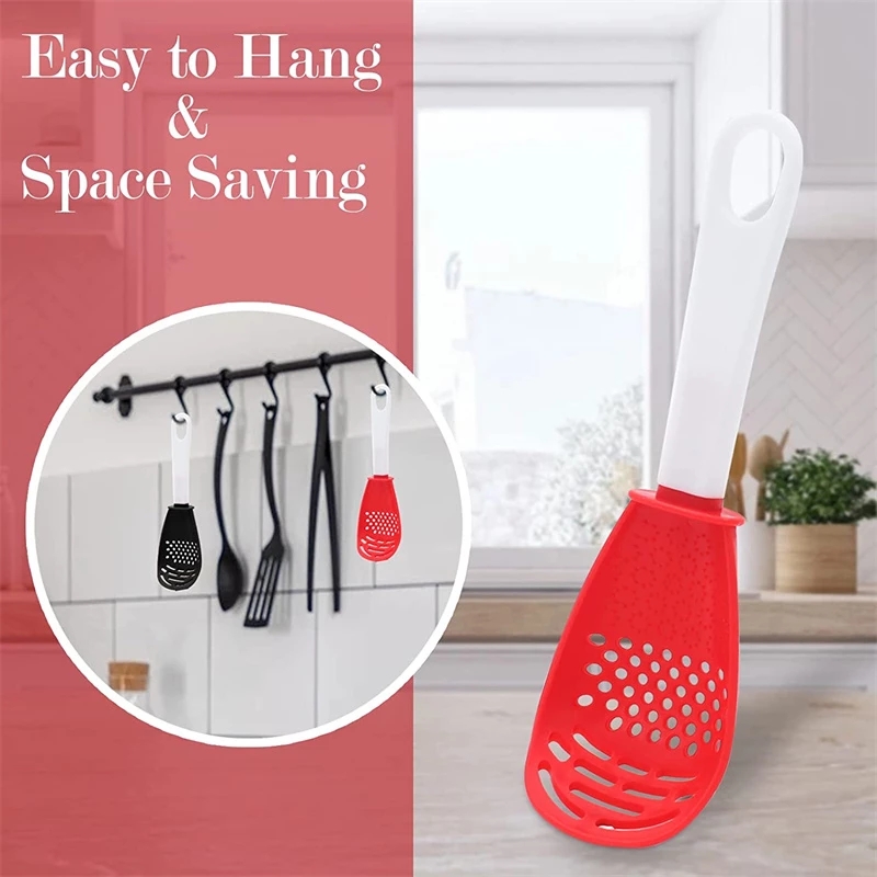 Cooking Spoon Kitchen Colander Multifunctional Spoon To Cut Garlic Hanging Hole Innovative Potato Garlic Press Kitchen Accessory