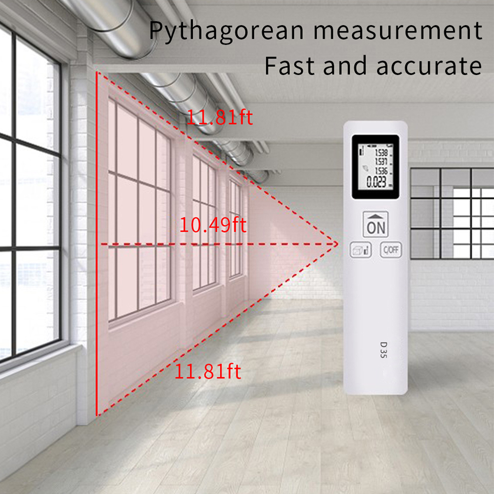 Digital Laser Distance Meter 35m Laser Measure Pocket Size Mini Range Finder Distance/ Area/ Volume/ Pythagorean Measuring Tool