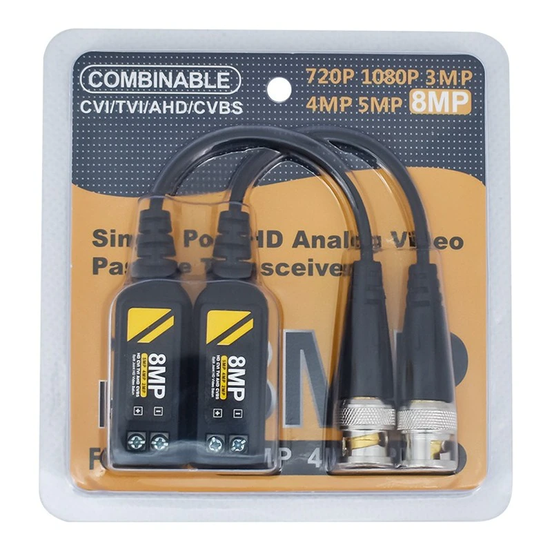 4 in 1 HD Twisted Pair Transmitter 8MP BNC Video Balun Connector Transmission Twisted Pair Transmitter Cctv Cable Support HD 8MP AHD/CVI/TVI Camera