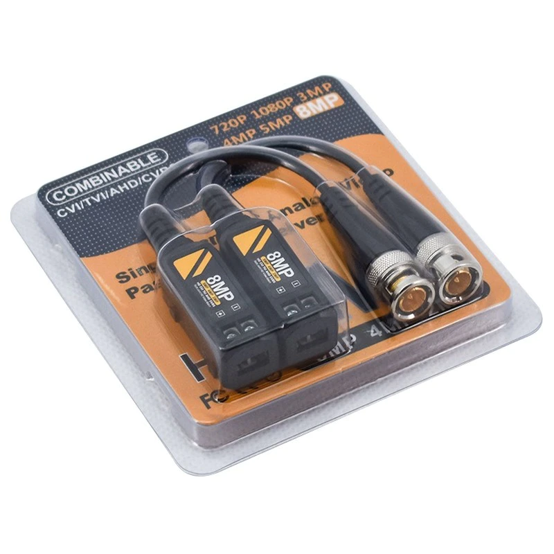 4 in 1 HD Twisted Pair Transmitter 8MP BNC Video Balun Connector Transmission Twisted Pair Transmitter Cctv Cable Support HD 8MP AHD/CVI/TVI Camera