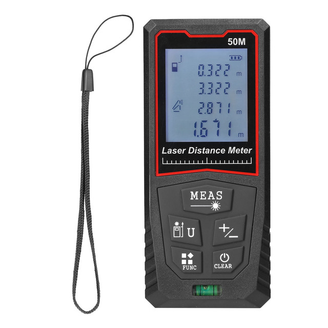 LCD Display Digital High Accuracy Measure Rangefinder Distance Meter Building Measurement Device Ruler Test Tool Red Light