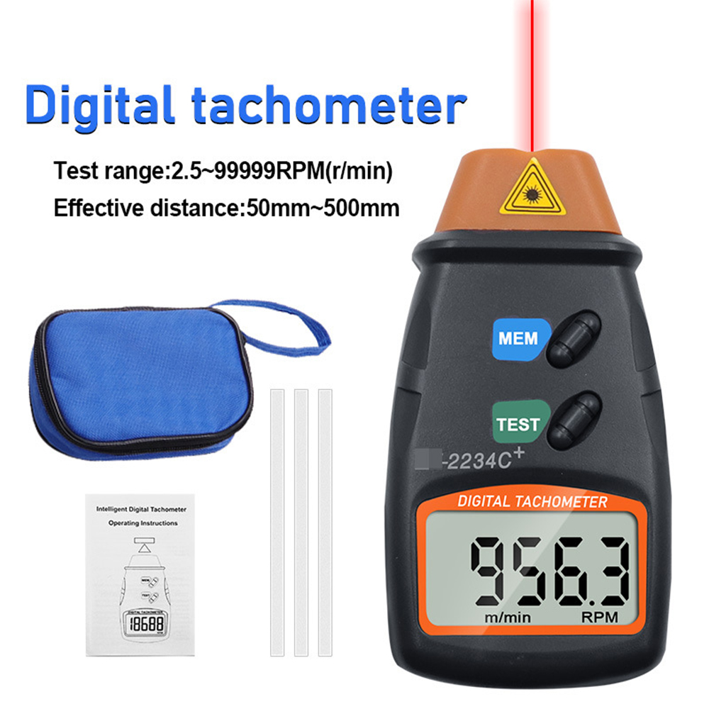 Digital Tachometer 2.5-99999RPM Non-contact Handheld Laser Rotation Speed Meter for Motors Fans Washing Machine Automobiles