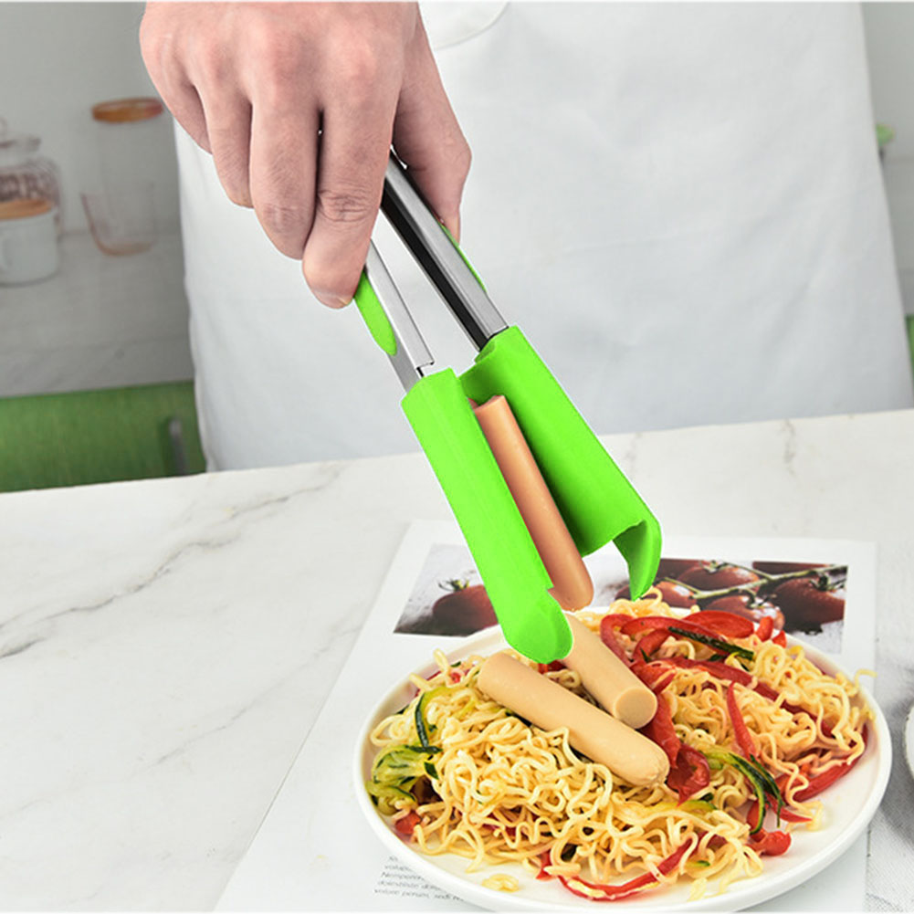 2 in 1 Kitchen Food Clips Non-Stick Universal Spatula Silicone Clips Heat Resistant Stainless Steel Frame for Baking Accessories